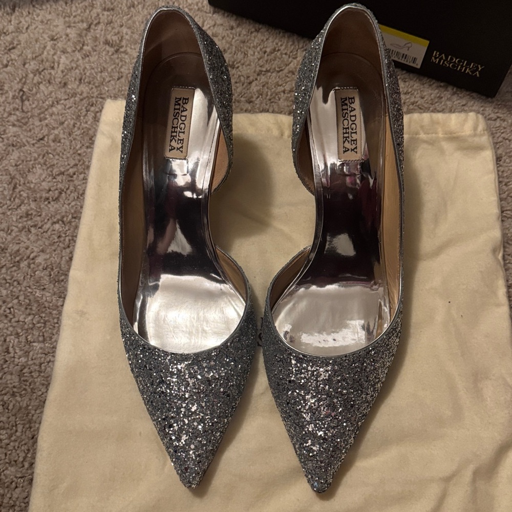 Badgley Mischka Sparkling Silver Pumps